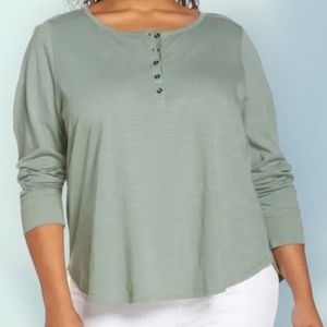 🍀Style & Co ,Sage green Long Sleeve button top
